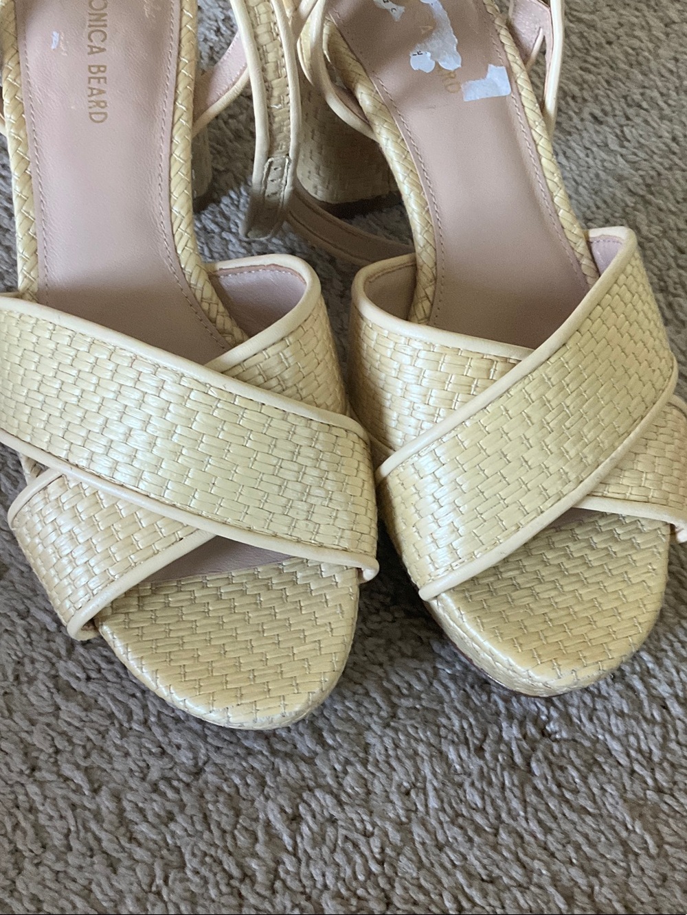 Veronica Beard Natural Raffia Platform Block Heel Sandal - Picture 4 of 8
